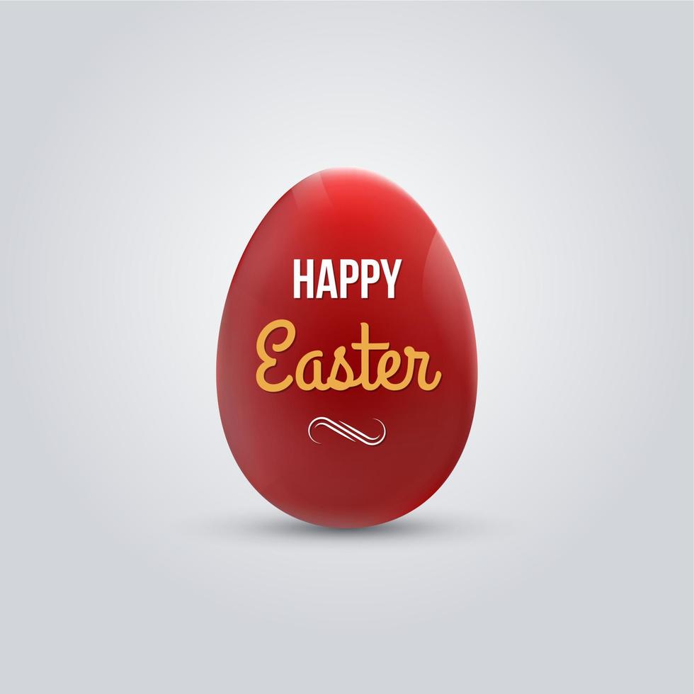 Happy easter realistic red egg isolated vector