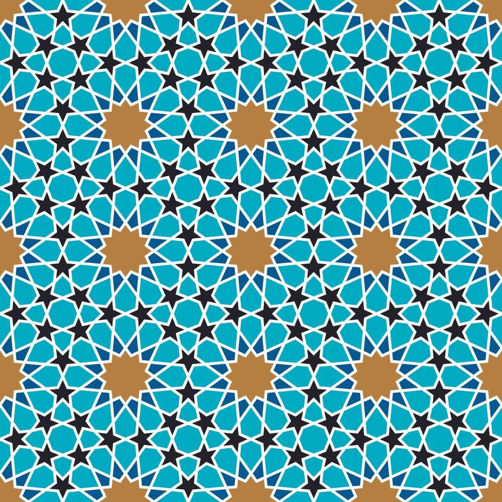 Morrocan seamless pattern for decoration of tiles, fabrics, wrapping paper, geometric ornament with stars. Vector illustration.