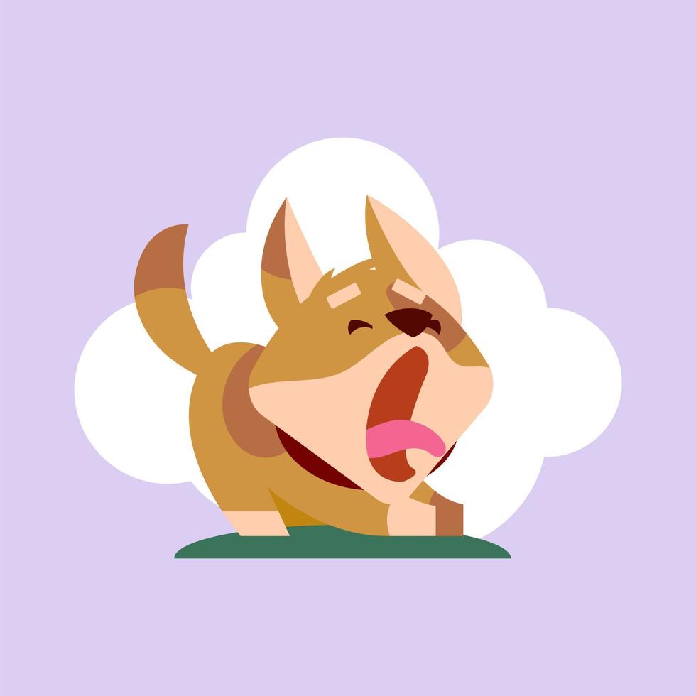 lindo perro somnoliento bostezando. estilo artoon. ilustración vectorial conceptual vector