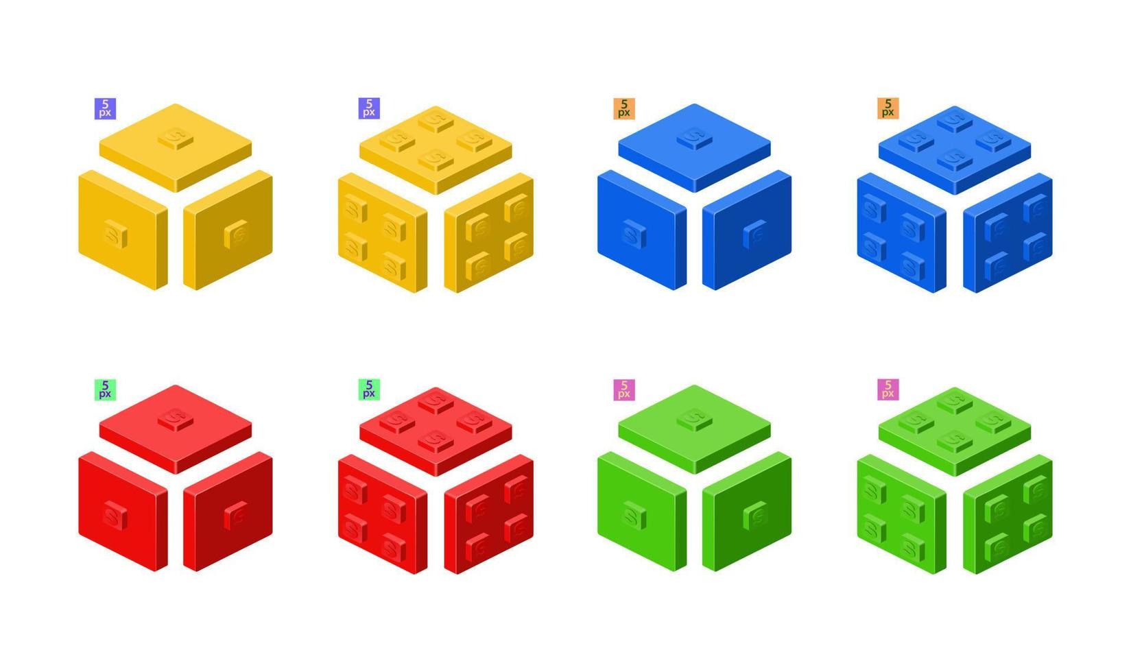 Square plastic element for constructor in isometric style for casual games.Vector illustration. vector