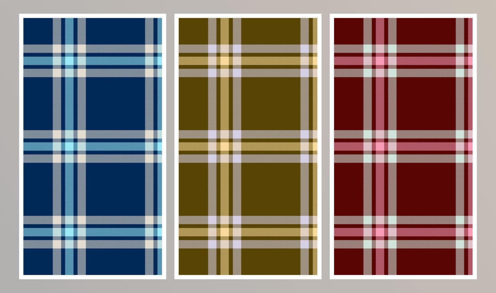 Checkered patterns set. Tartan color. Vector illustration