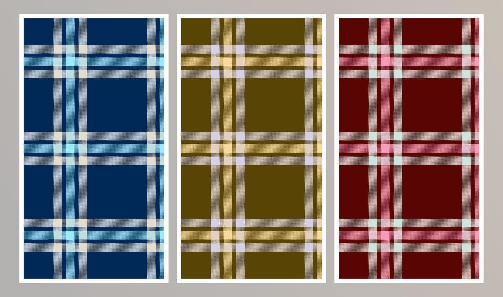 Checkered patterns set. Tartan color. Vector illustration