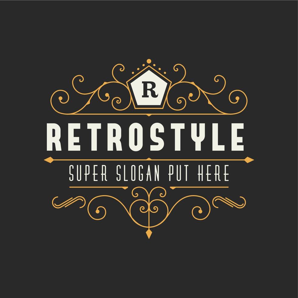 Retro vintage ornamental logo calligraphic template for luxury restaurant, cafe, hotel business vector
