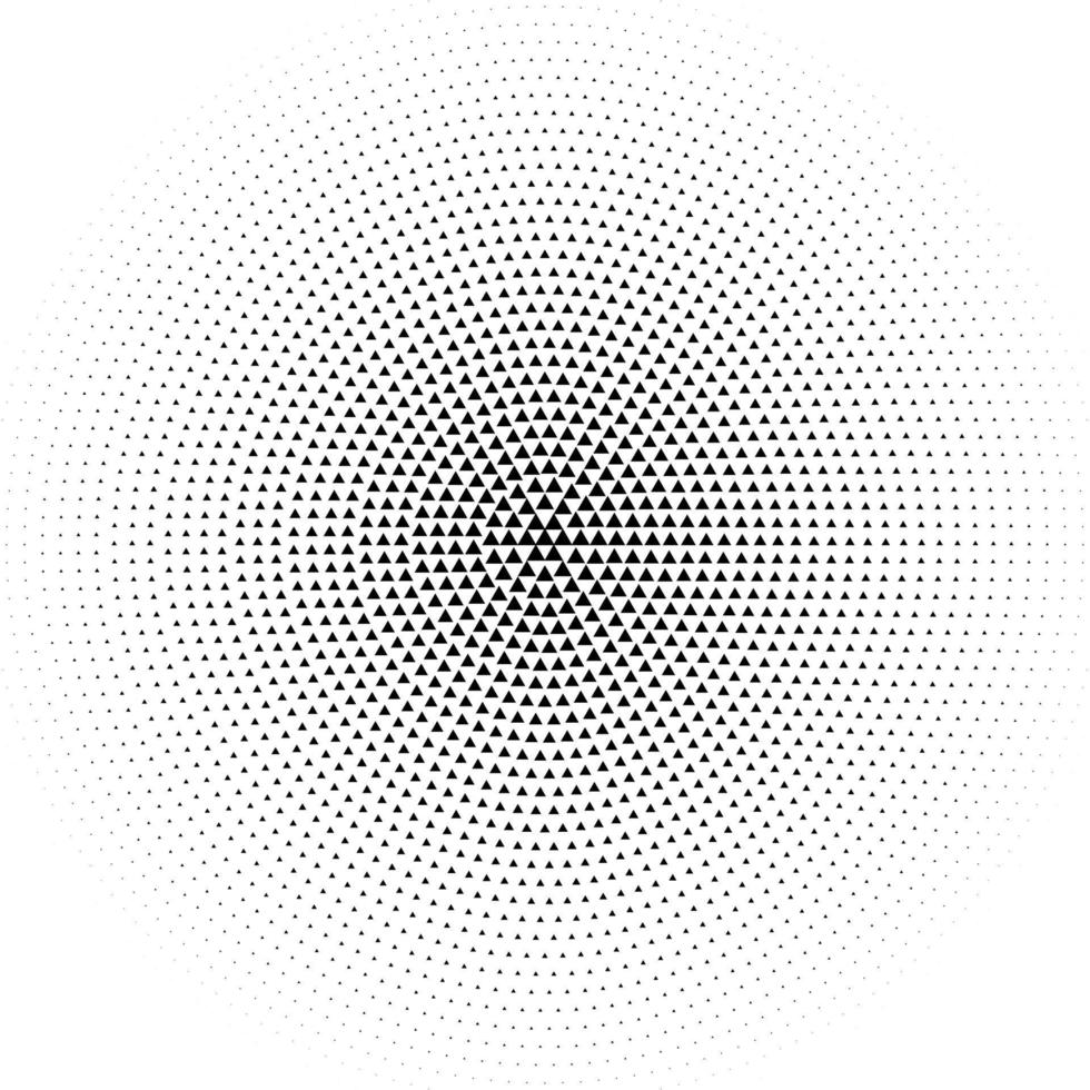 Vector radial halftone black background pattern of triangles
