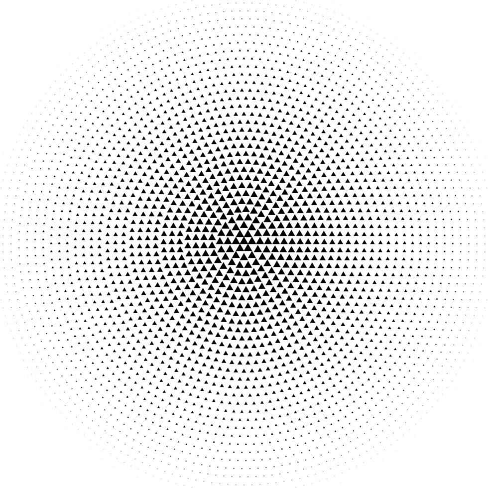 Vector radial halftone black background pattern of triangles