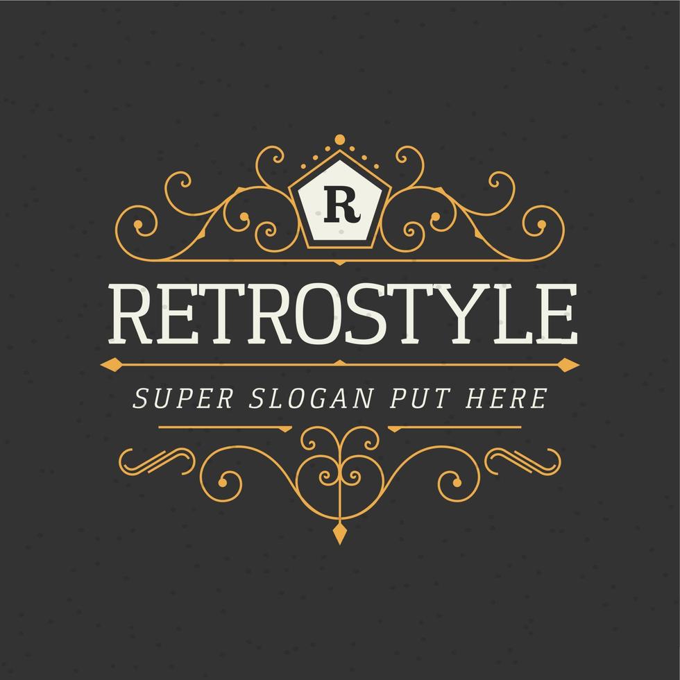 Retro vintage ornamental logo calligraphic template for luxury restaurant, cafe, hotel business vector