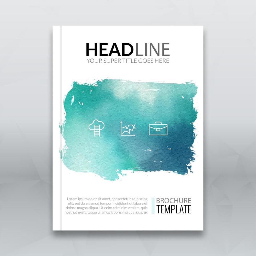 Colorful Business background watercolor stain design. Cover Brochure Magazine flyer report modern unusual template layout mockup infographic. Vector illustration