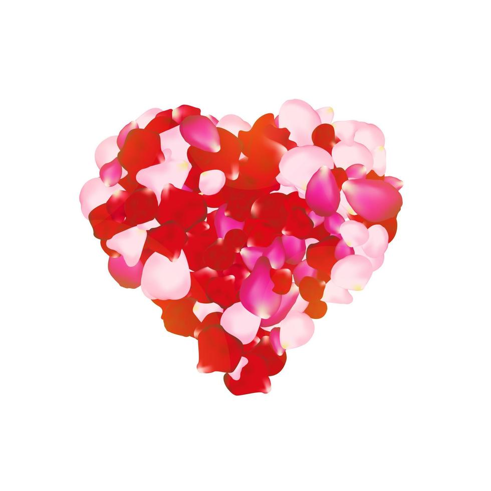 Vector rose petals heart. Can be used for creating postcards, wedding albums, footage etc. Gradient mesh technique.