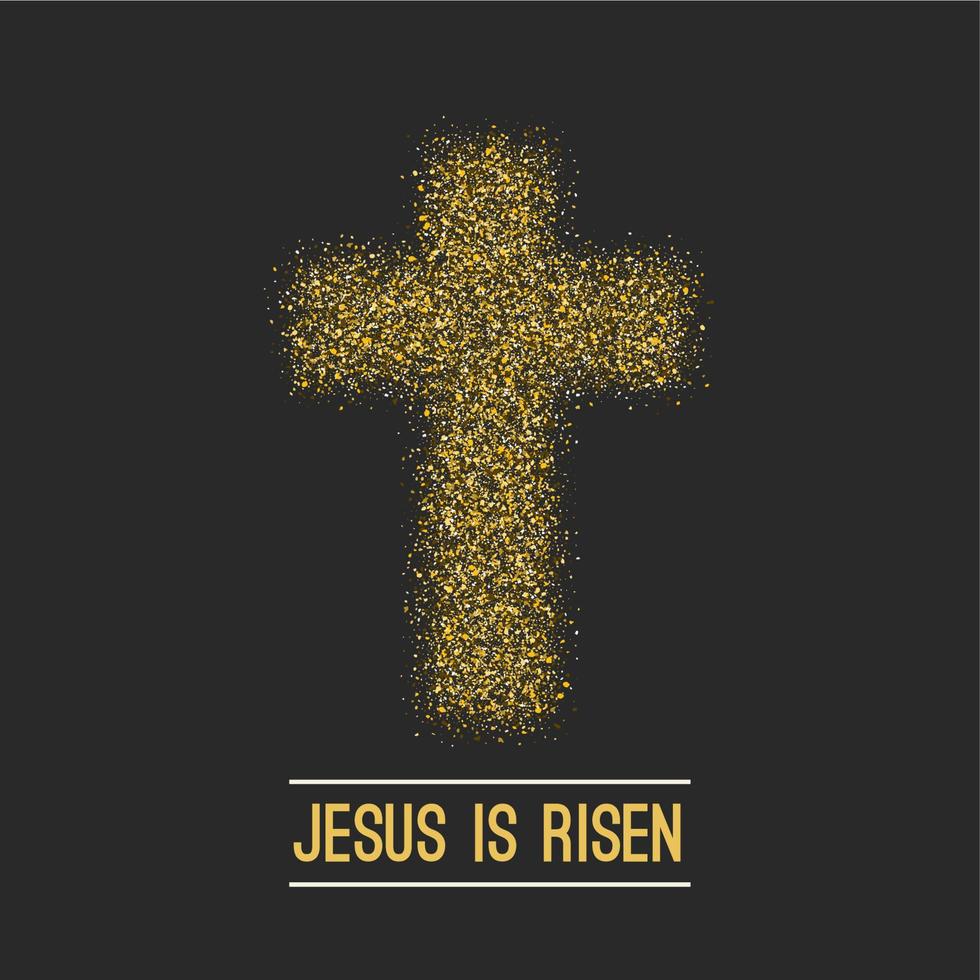 Easter background. He is risen. Gold on dark Vector