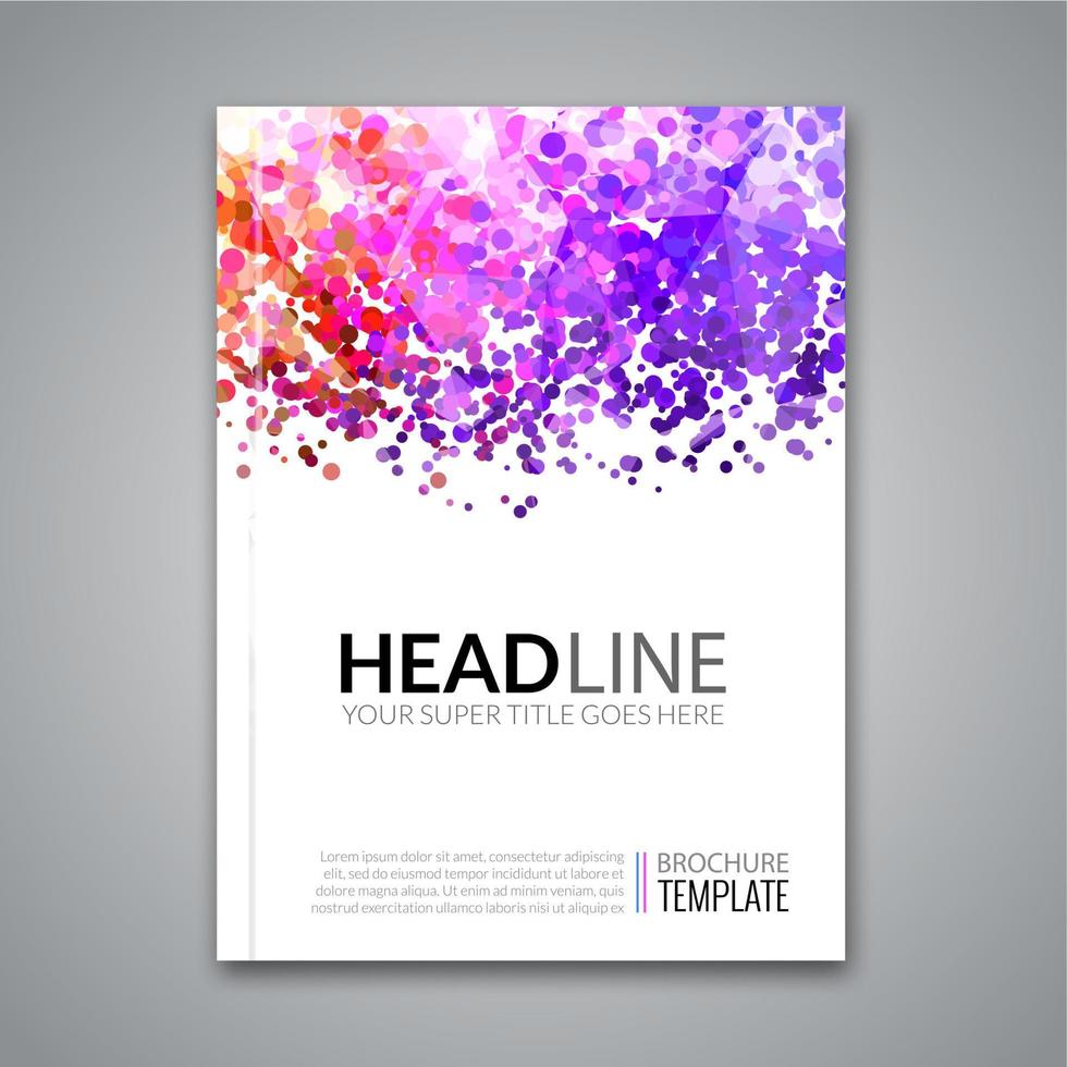 Business report design, flyer template, background with colorful dots. Brochure Cover template mockup layout, vector illustration