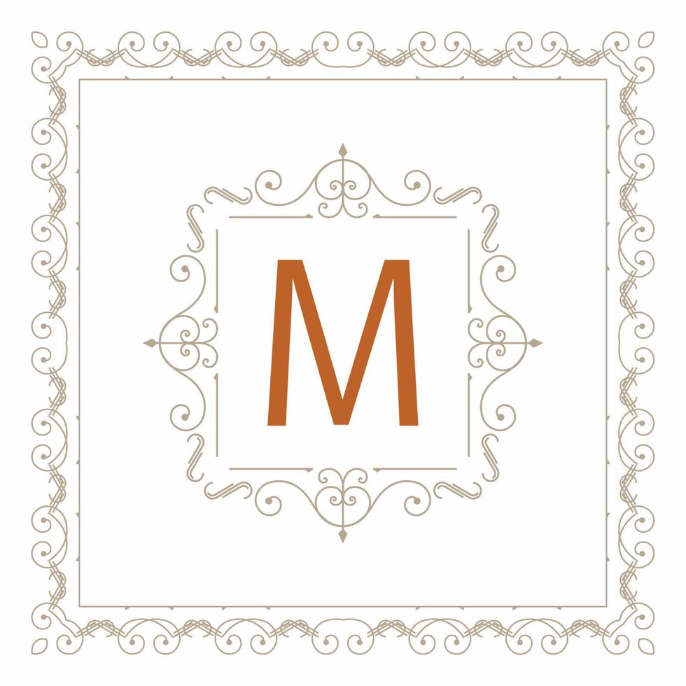 Vintage ornament  frame set vector template. Retro wedding invitation, advertising design and place for text. Flourishes frame.