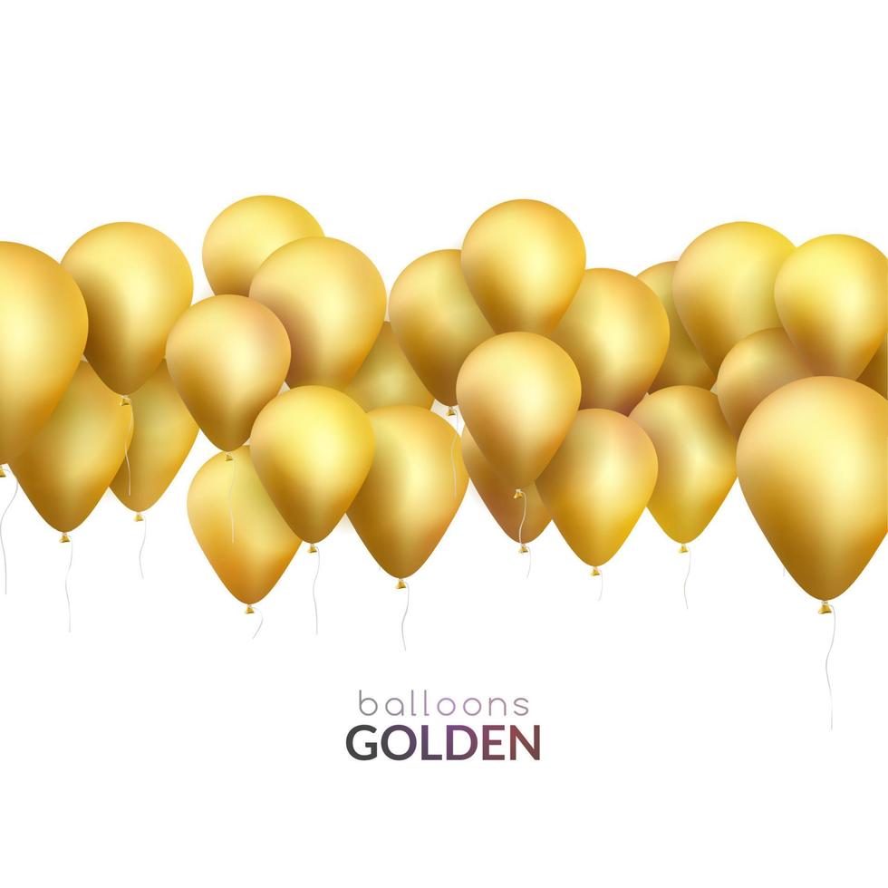 Celebration background with golden balloons. Vector banner for party invitation.