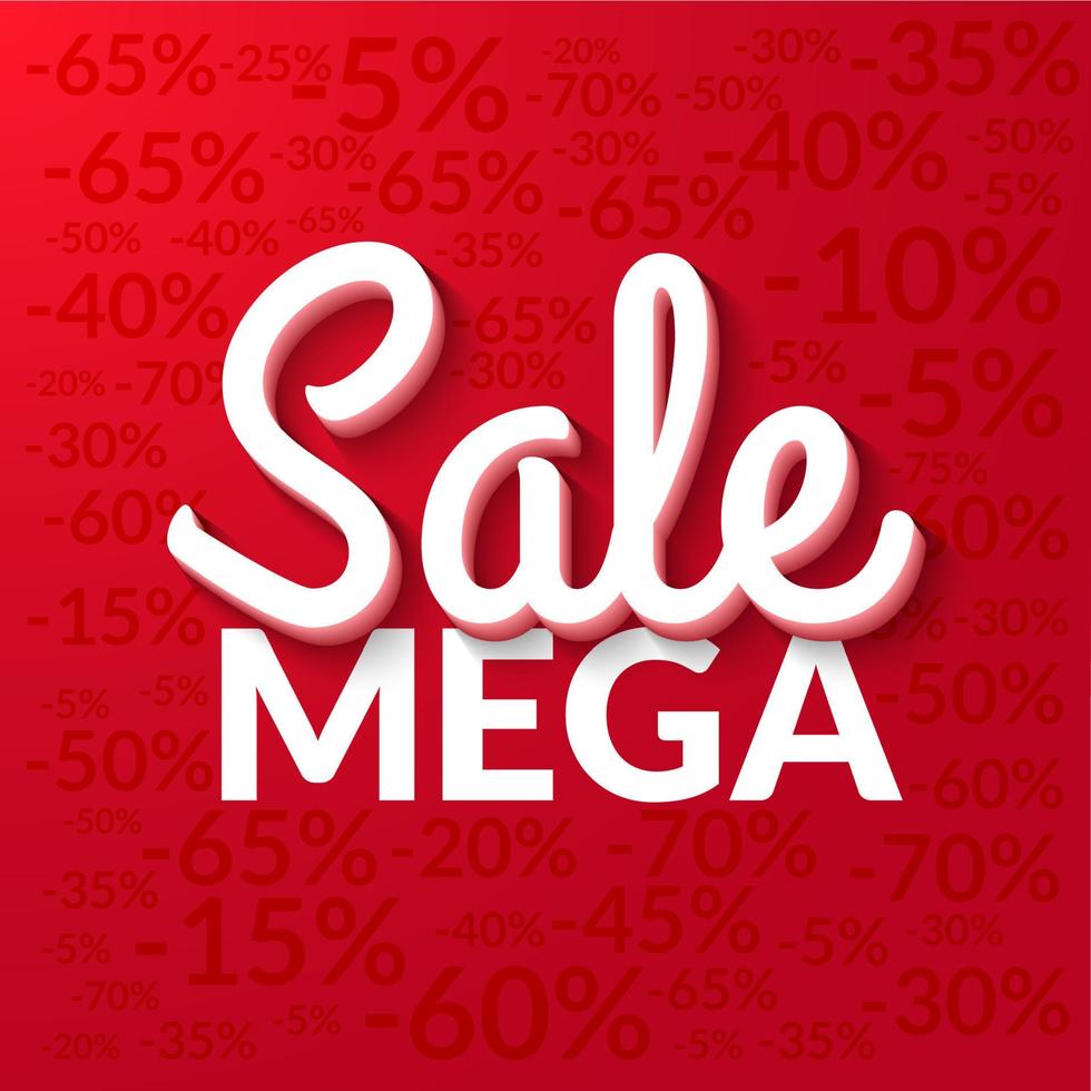 Super sale, mega sale banner red. Vector EPS 10