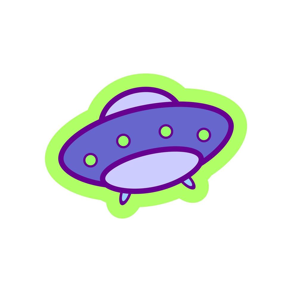 STOCK UFO drawing in flat style for logo, patches, stickers, badges. Vector illustration.