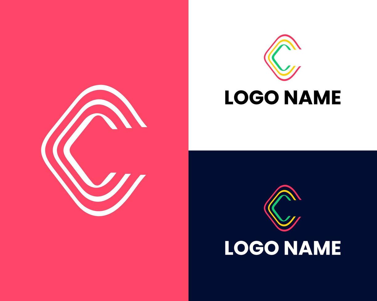 Letter C vector line logo design. Creative minimalism logotype icon symbol