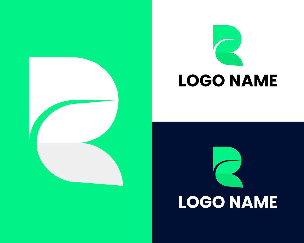 Letter r and letter d monogram logo with 3d concept in gradient green color vector