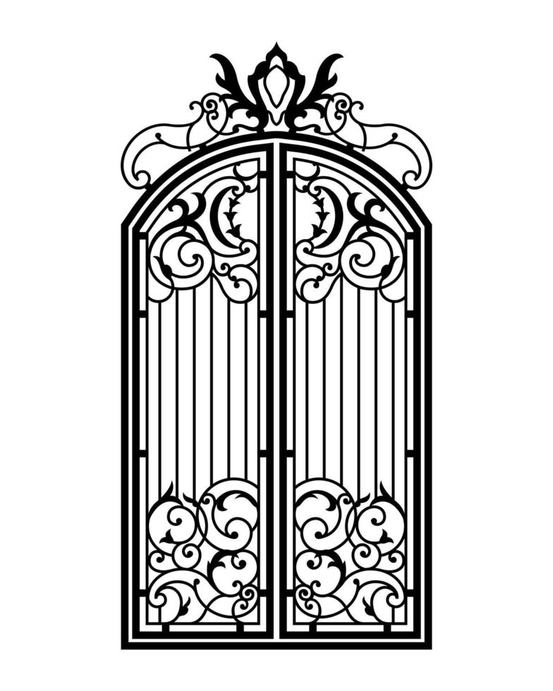 puerta ornamentada forjada cerrada. vector