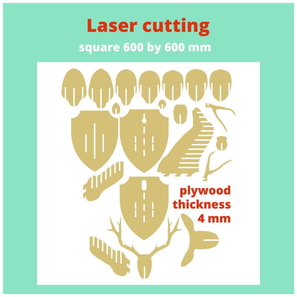 Layout for laser cutting The head of a deer vector