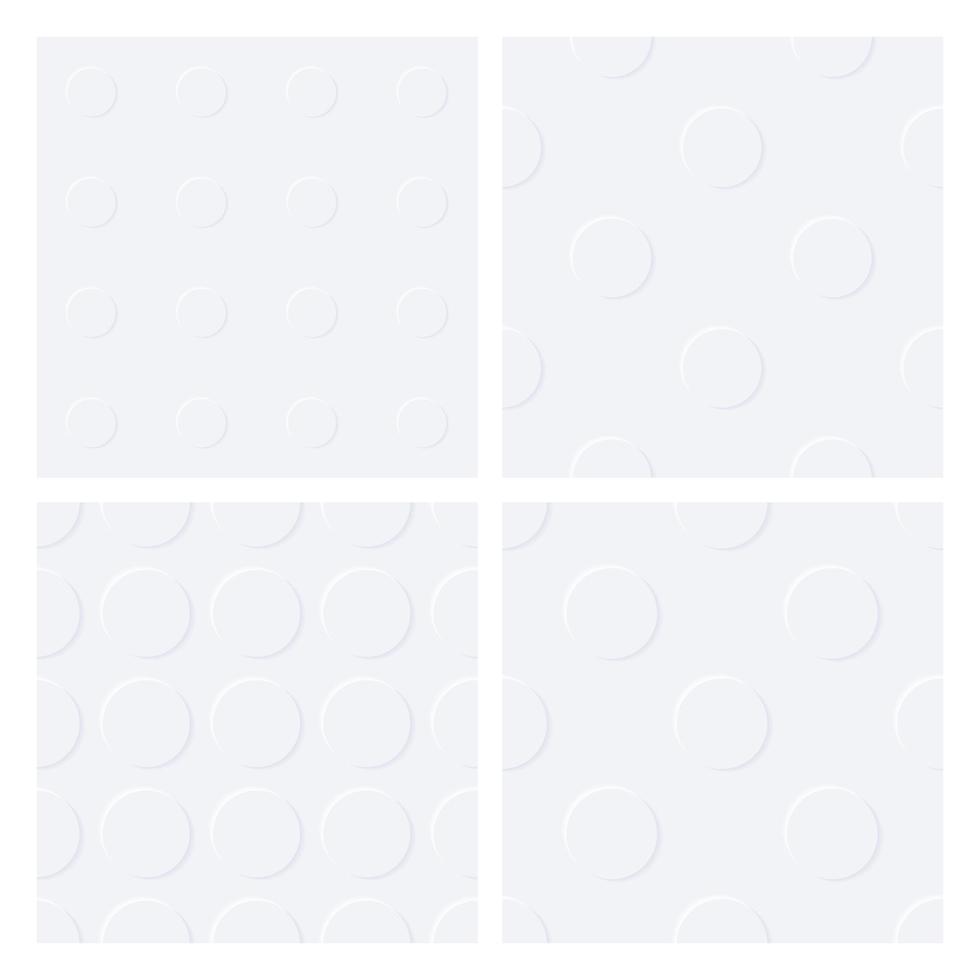 un conjunto de patrones circulares en relieve blancos para impresión y diseño. ilustración vectorial vector