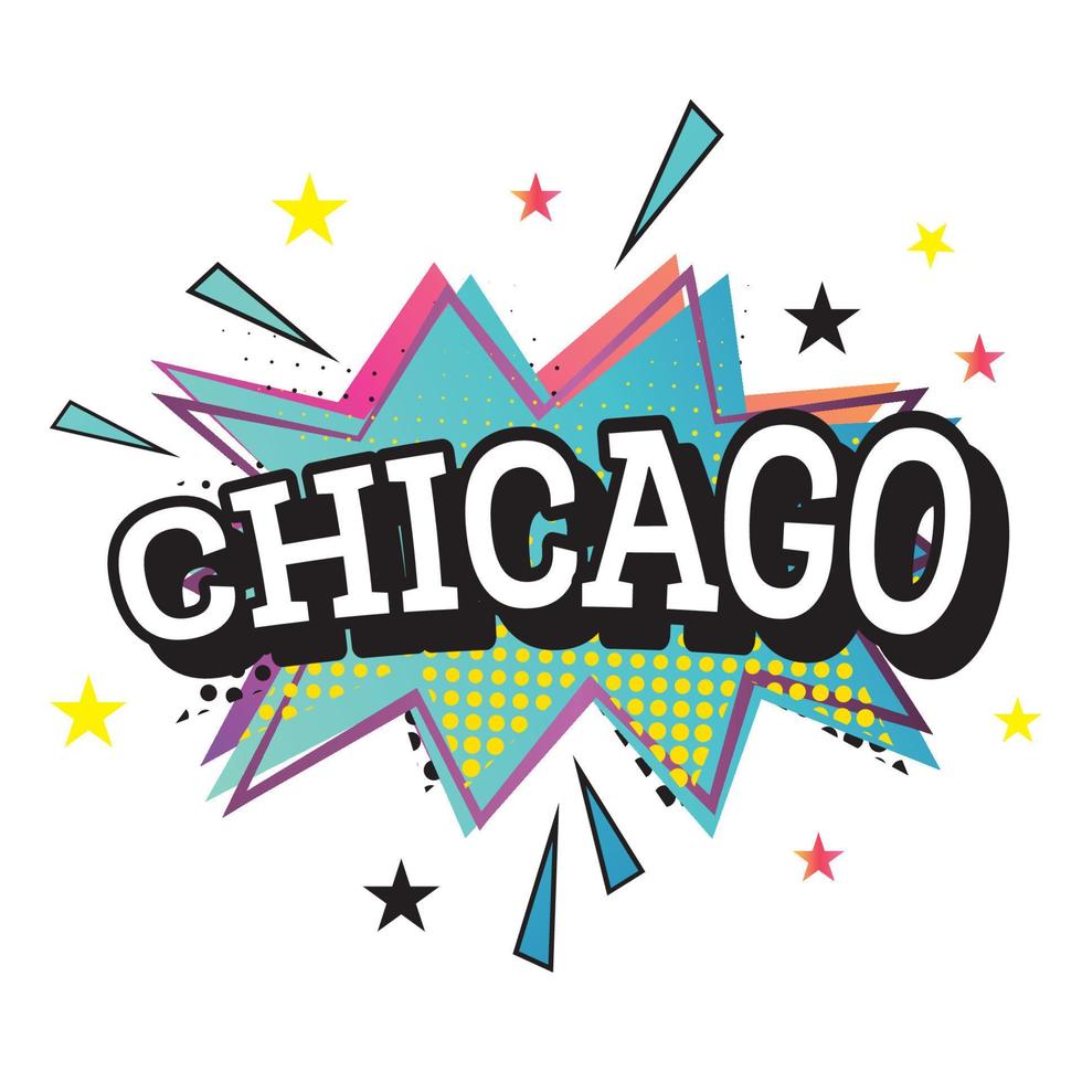 texto cómico de chicago en estilo pop art. vector