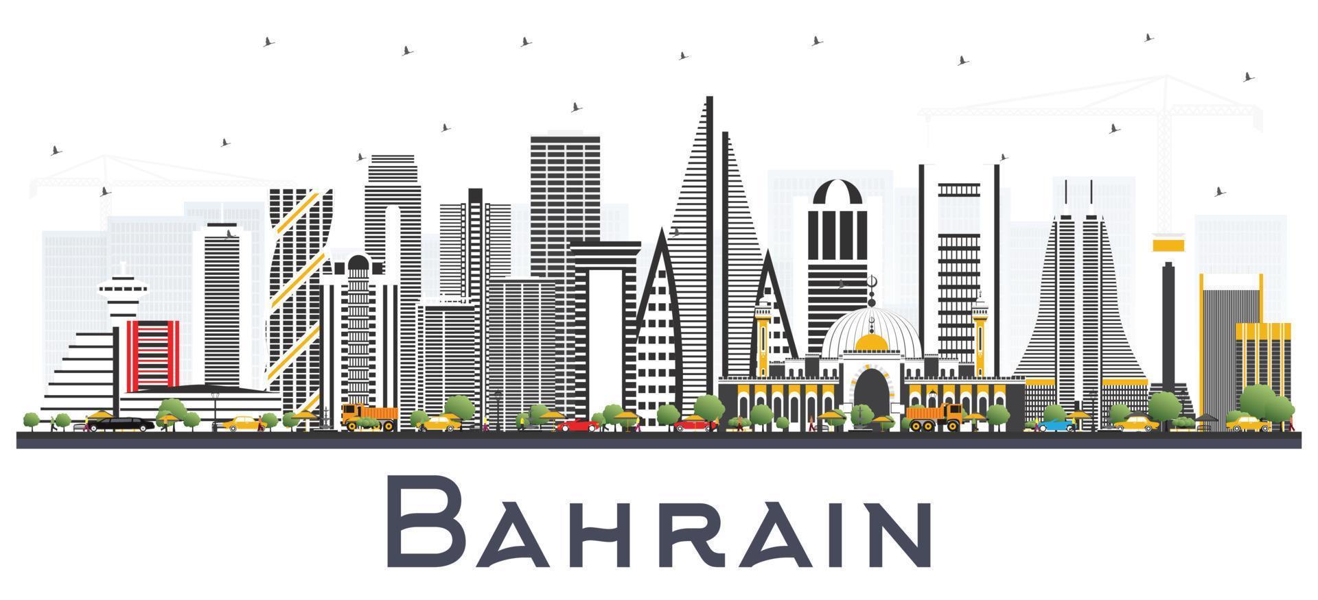 horizonte de la ciudad de bahrein con edificios grises. vector