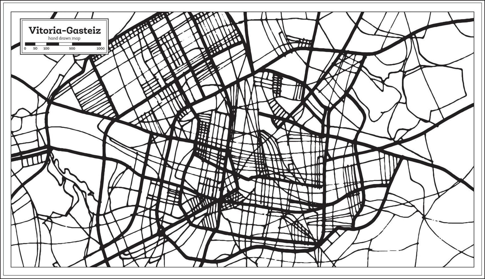 Vitoria Gasteiz Spain City Map in Retro Style. Outline Map. vector
