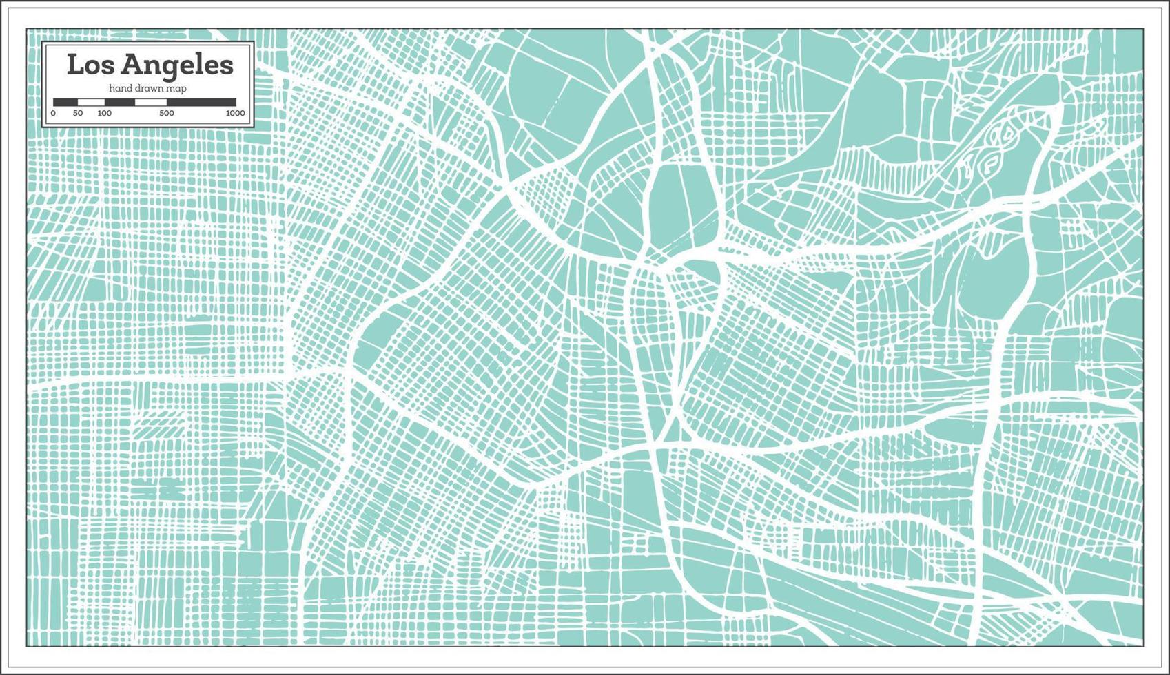 mapa de la ciudad de los angeles california usa en estilo retro. esquema del mapa. vector