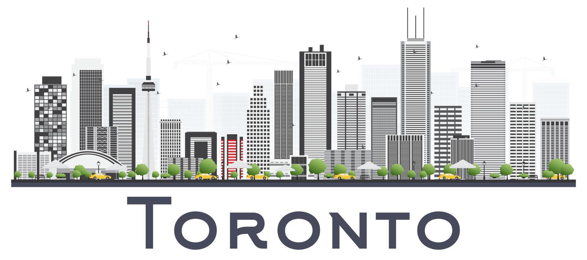 Toronto Canada City Skyline with Color Buildings Isolated on White Background. vector