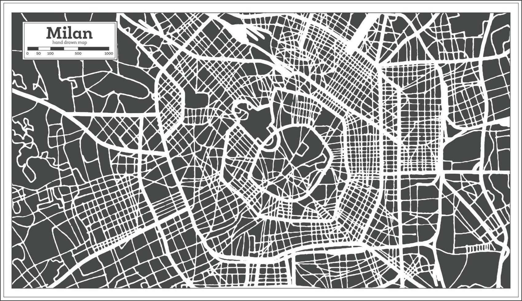 Milan Italy City Map in Retro Style. Outline Map. vector