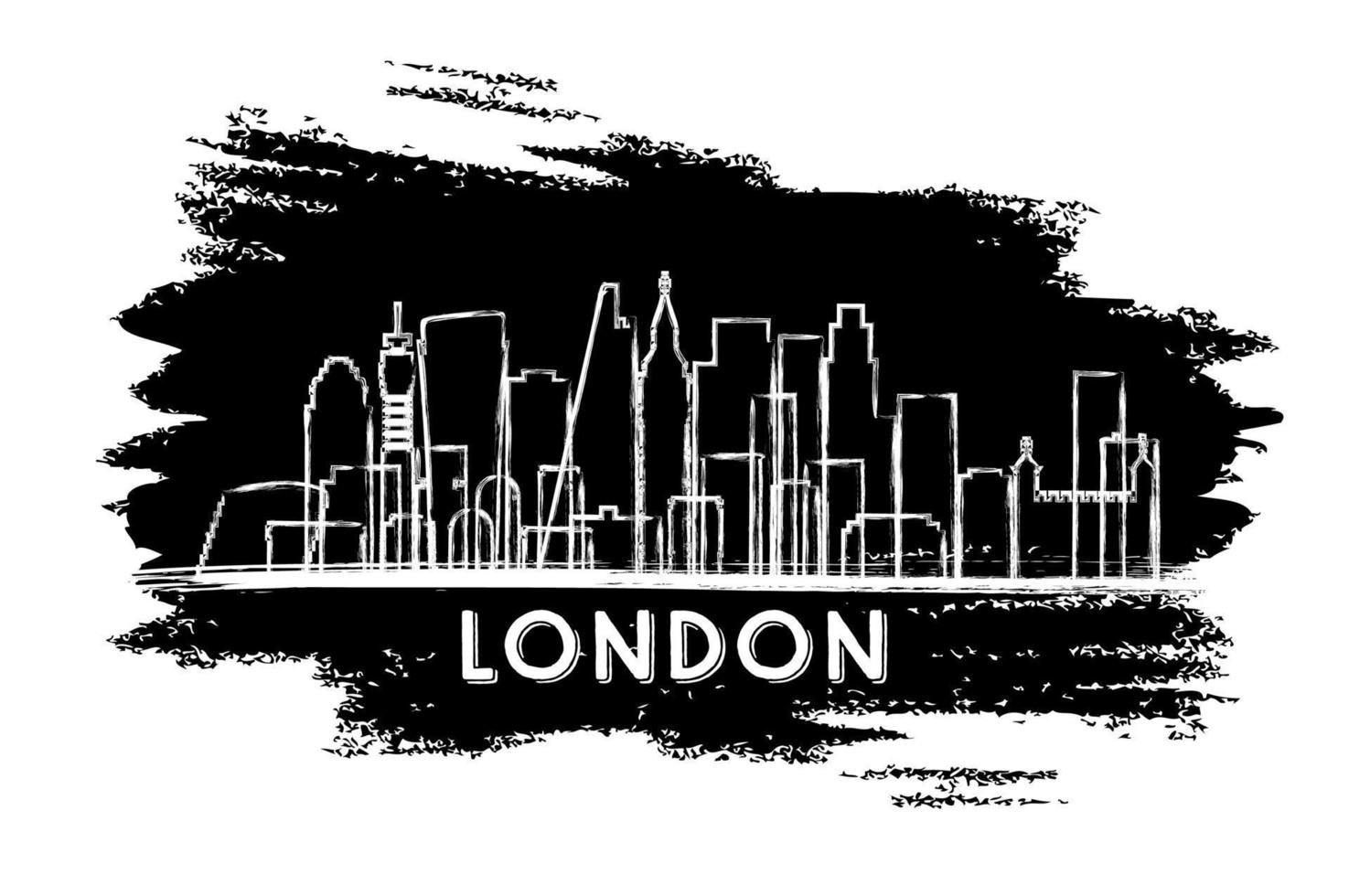 London Skyline Silhouette. Hand Drawn Sketch. vector