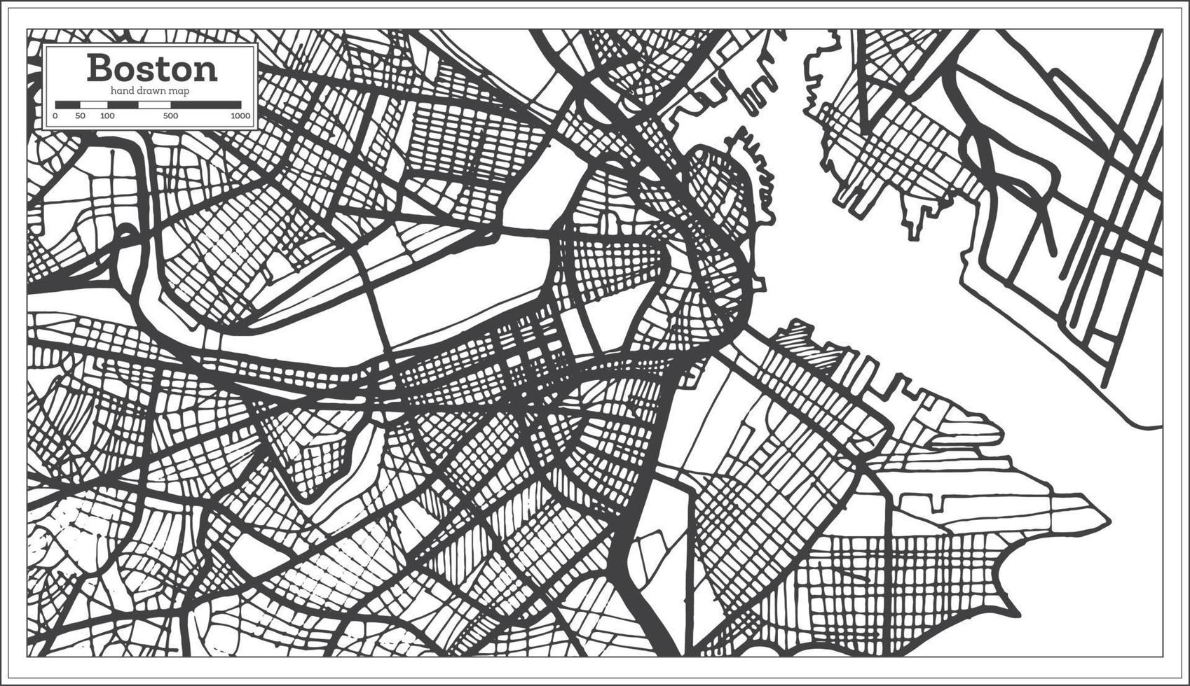 mapa de la ciudad de boston usa en estilo retro. esquema del mapa. vector