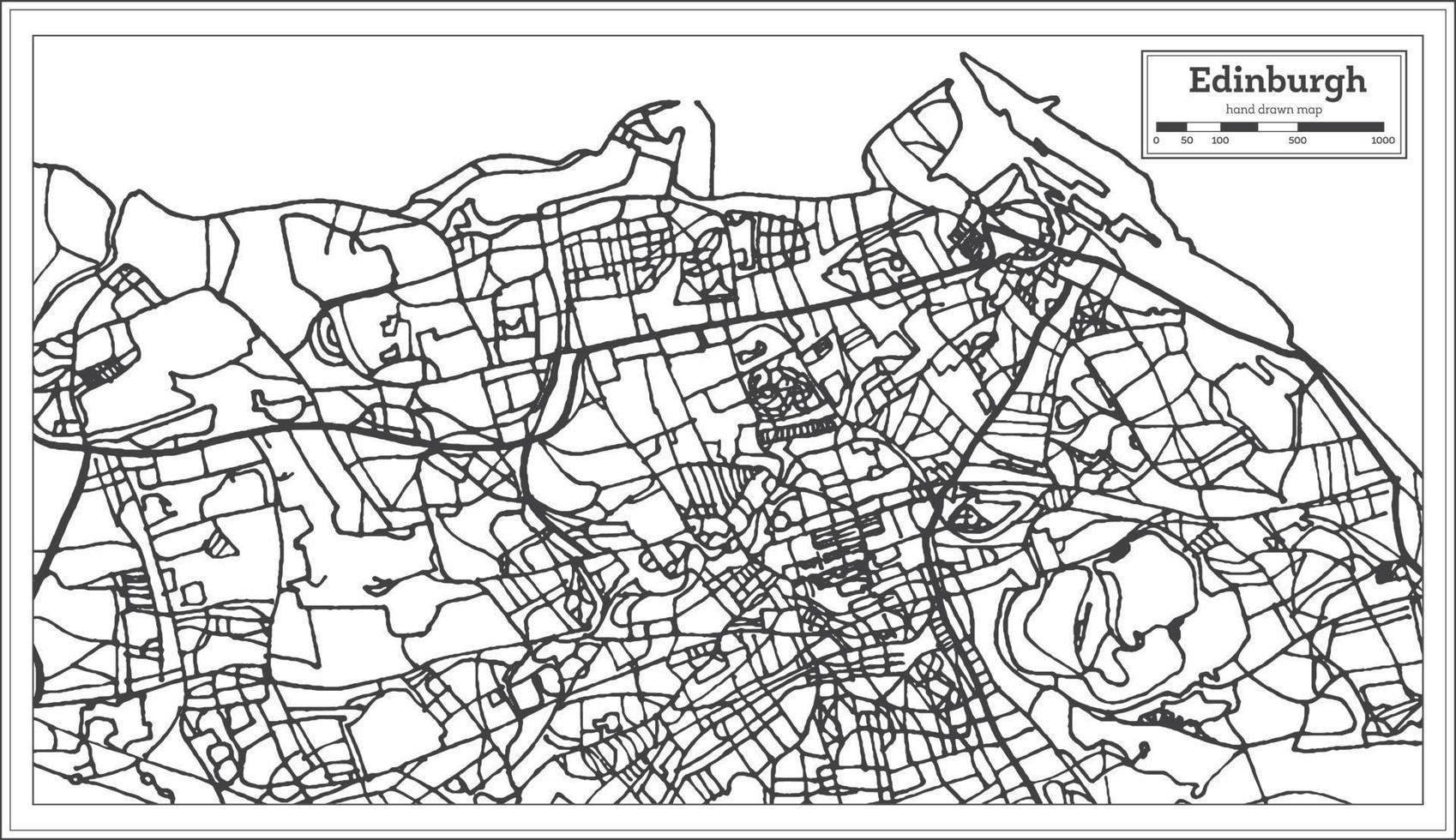 Edinburgh Scotland City Map in Retro Style. Outline Map. vector