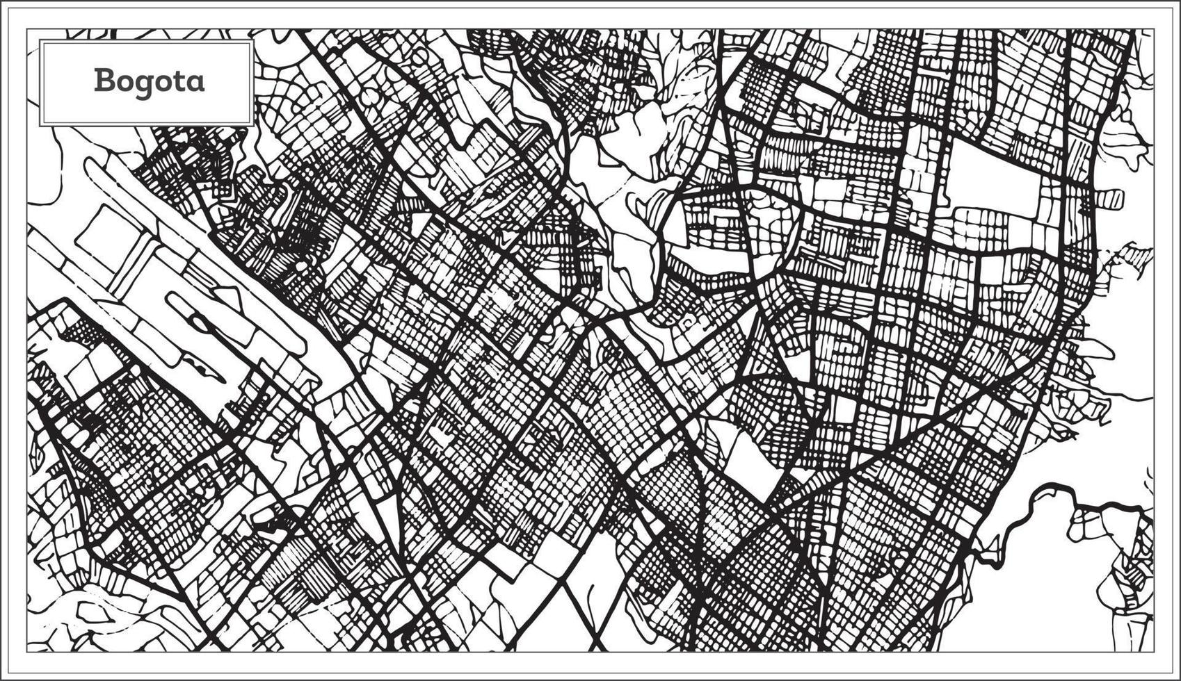 mapa de la ciudad de bogotá colombia en color blanco y negro. vector