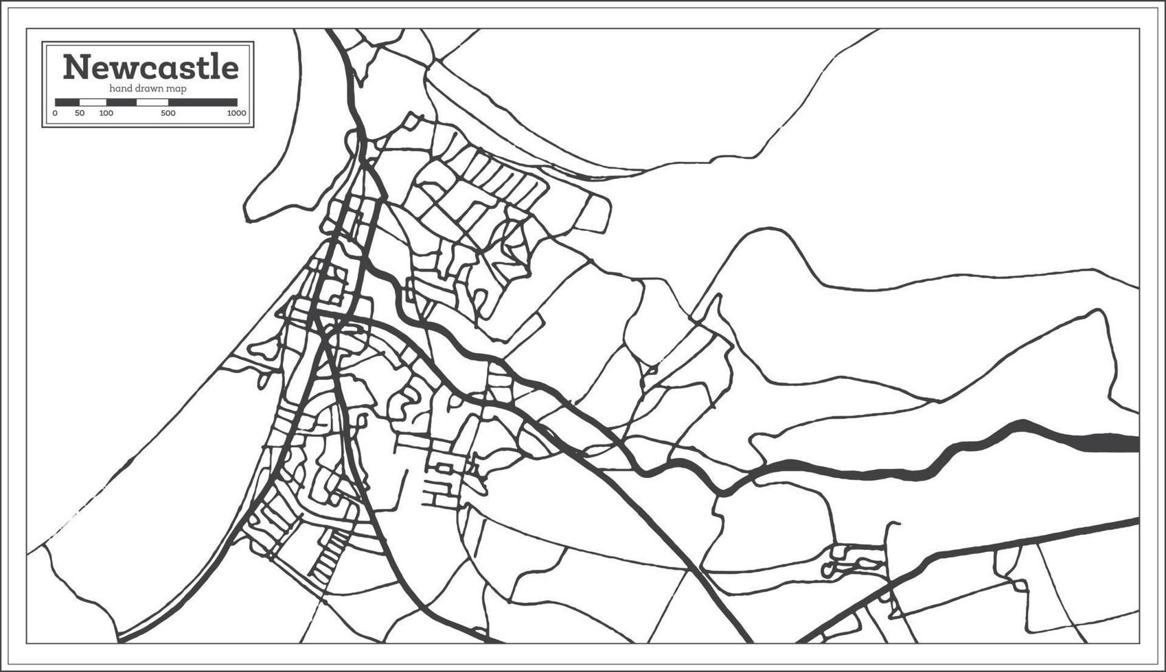 mapa de la ciudad de newcastle inglaterra en estilo retro. esquema del mapa. vector