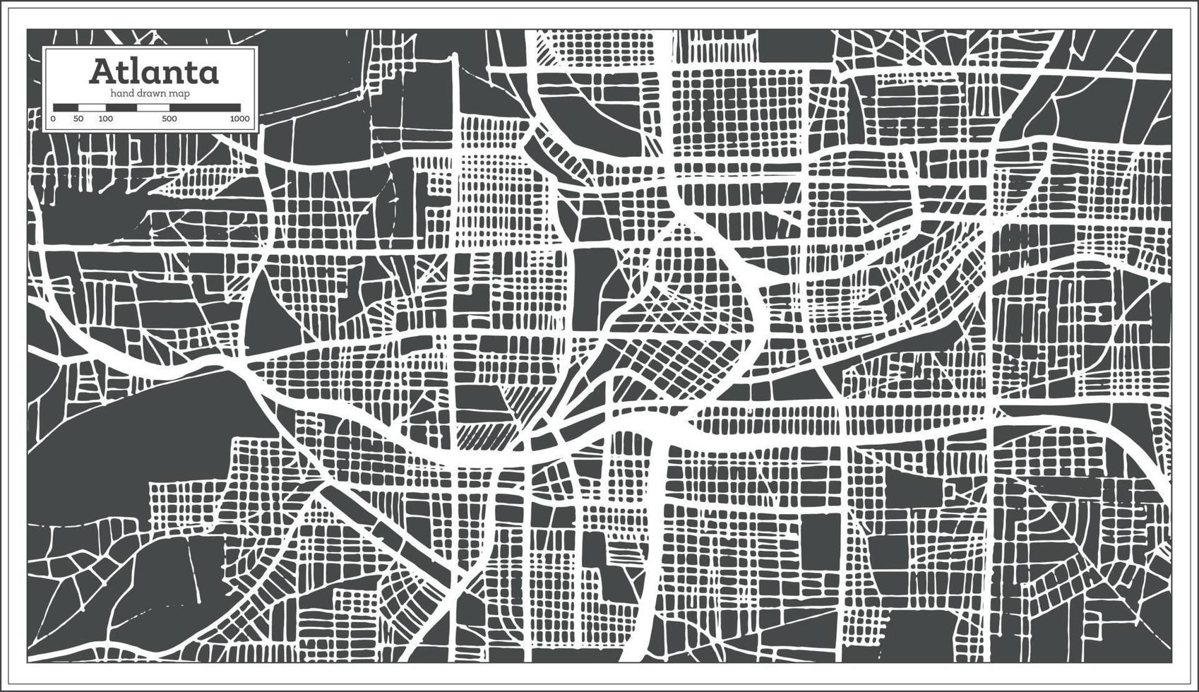 Atlanta Georgia USA City Map in Retro Style. Outline Map. vector