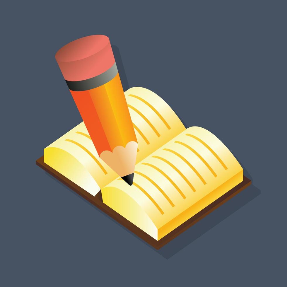 escritura - ilustración 3d isométrica. vector