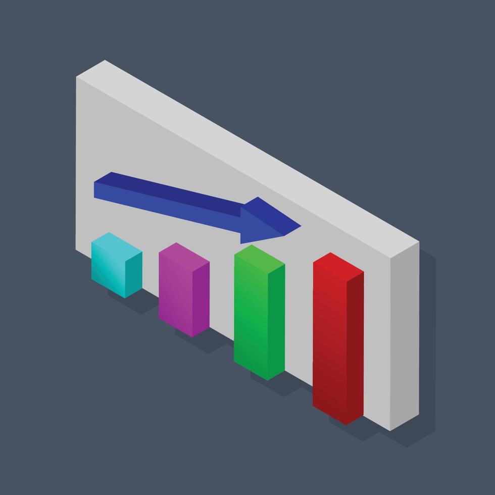 Growth graph - Isometric 3d illustration. vector