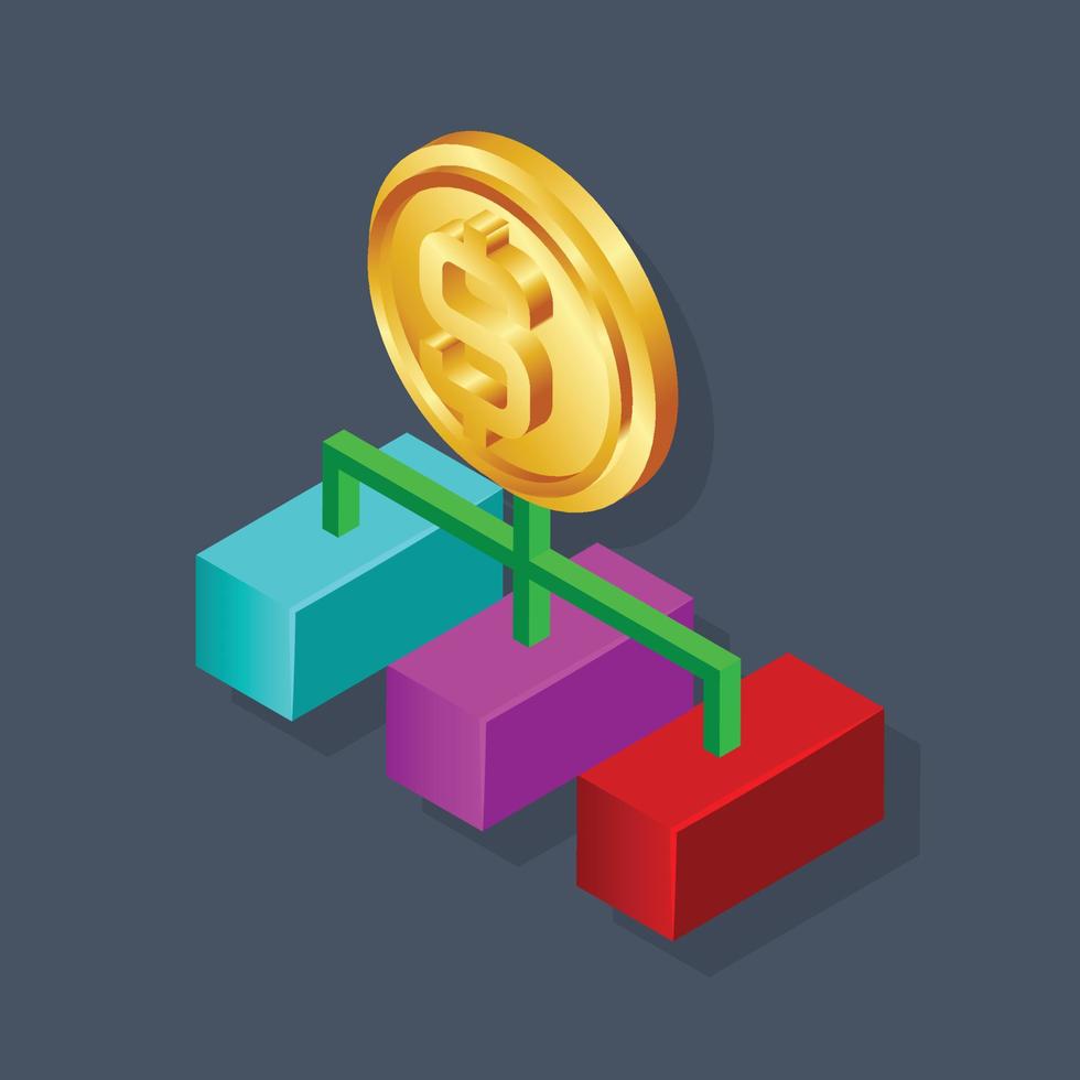 Money hierarchy - Isometric 3d illustration. vector