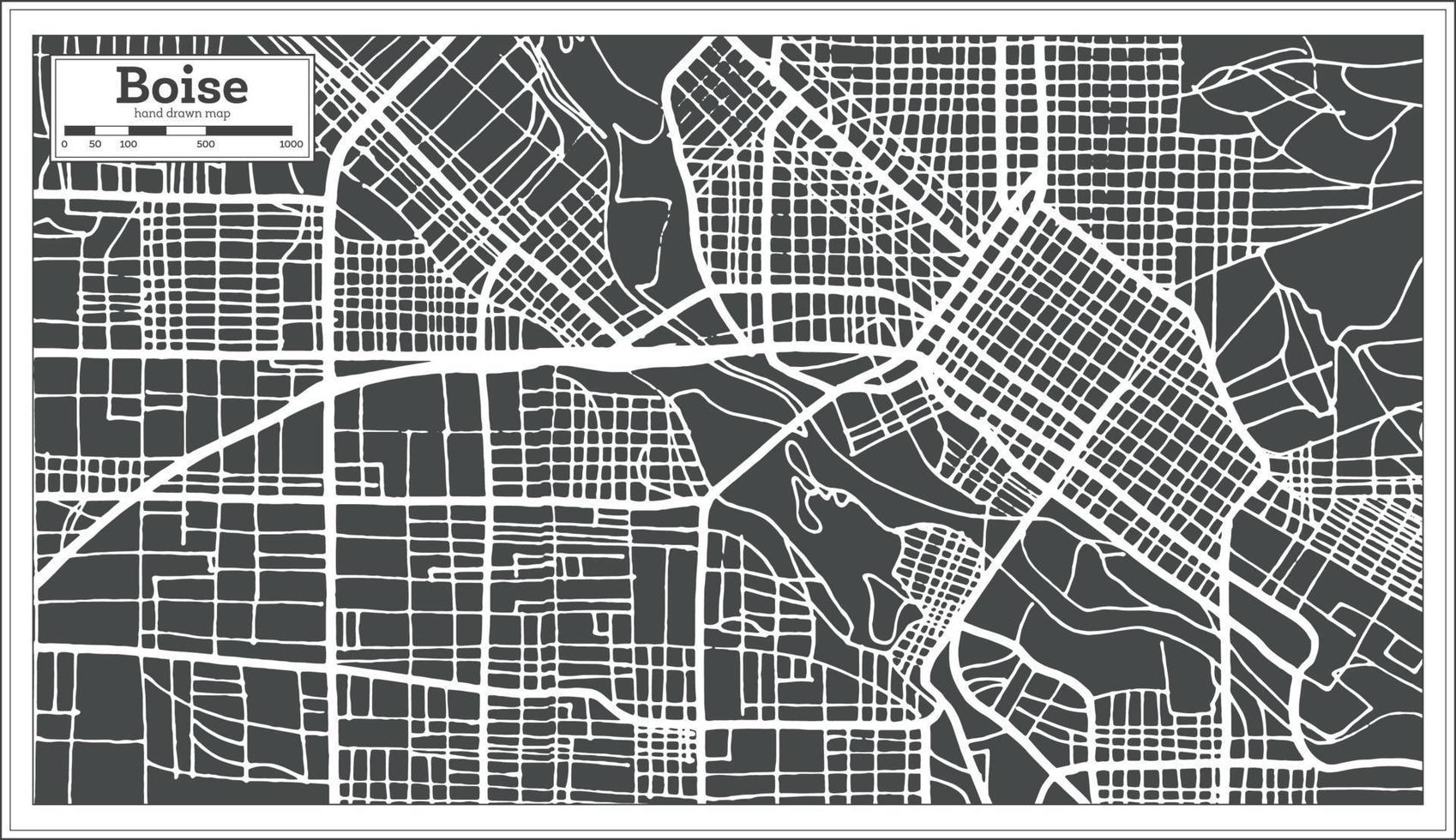 Boise USA City Map in Retro Style. Outline Map. vector