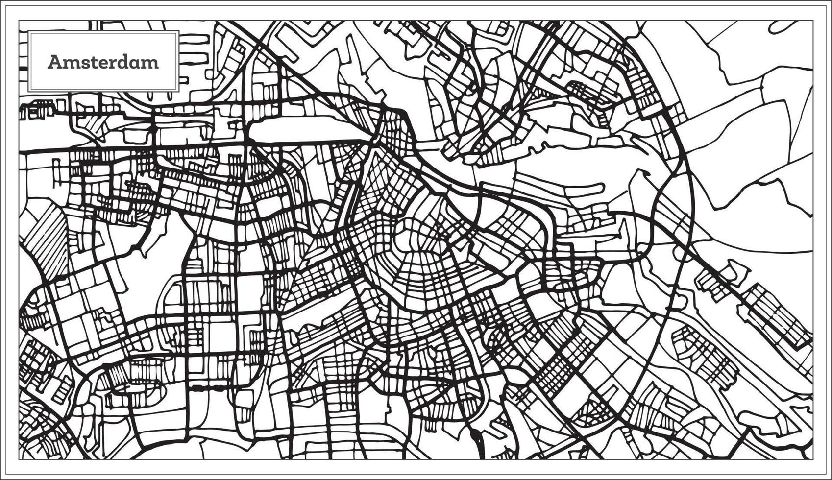 Amsterdam Holland Map in Black and White Color. vector