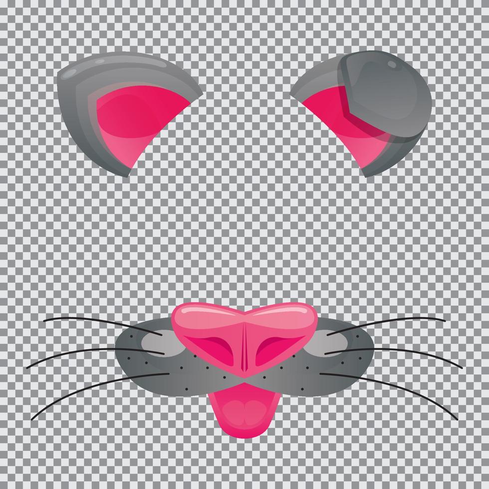 Cat Face Template for Video Chat on Transparent Background. vector