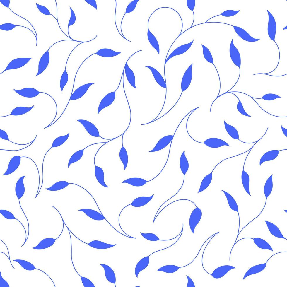 Blue branches pattern on white background. vector