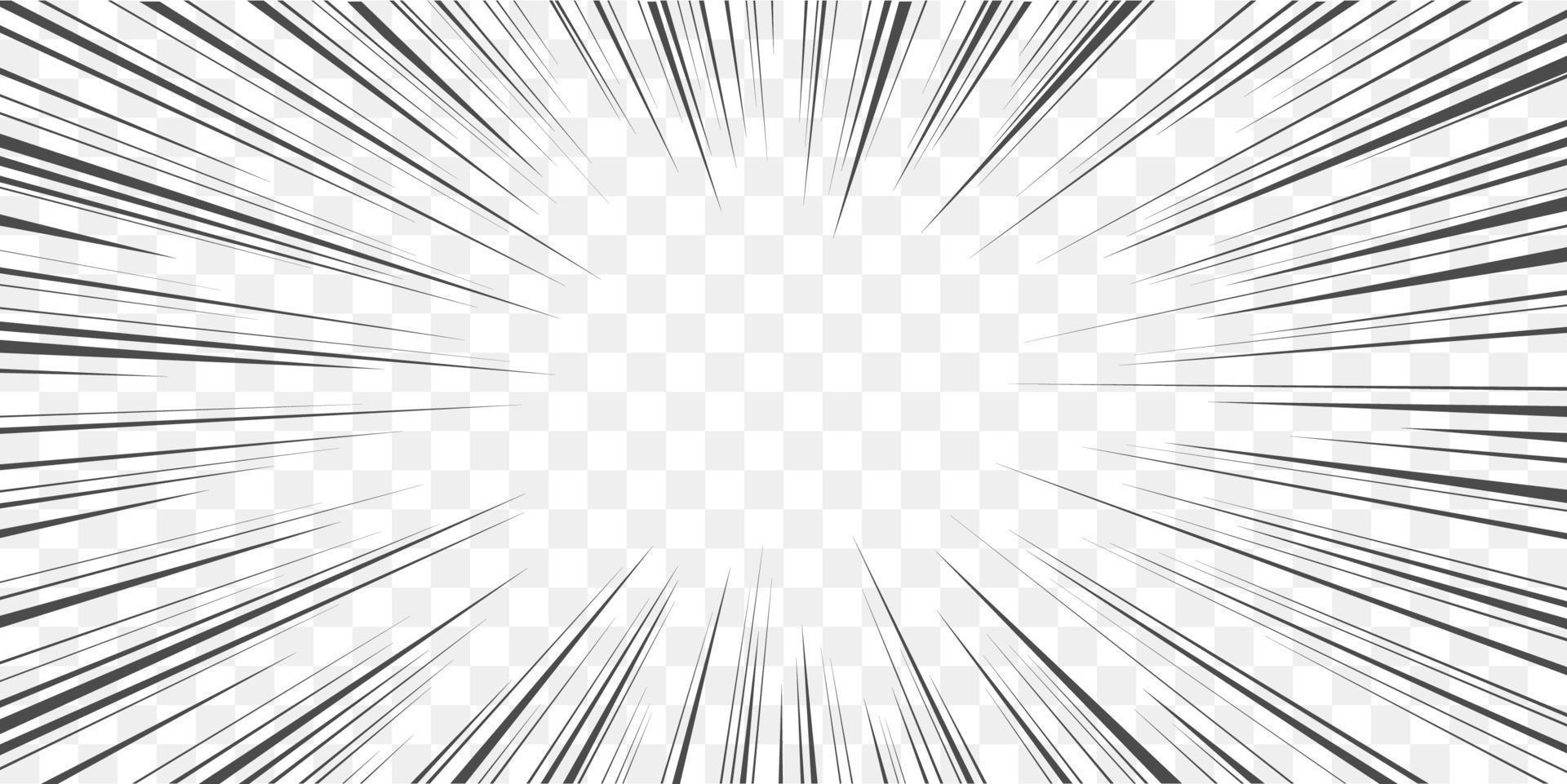 Manga transparent background, speed radial lines vector