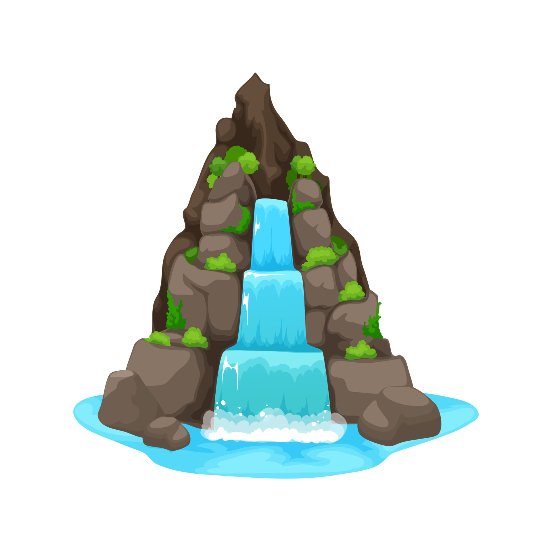 Cartoon waterfall and water cascade fall from rock 17127604 Vector Art ...