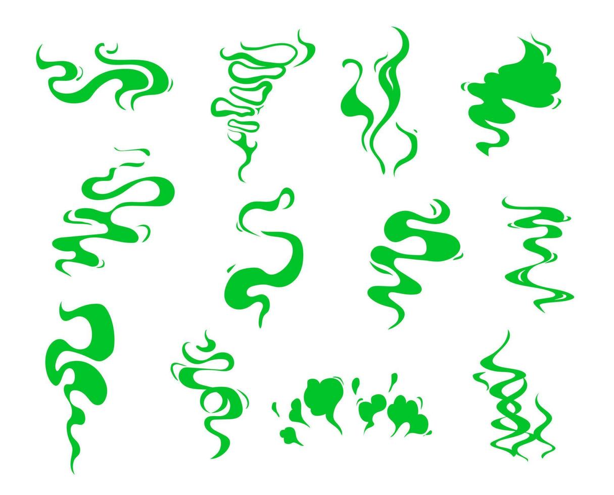 Green bad smell cloud, stink smoke odor, toxic gas vector