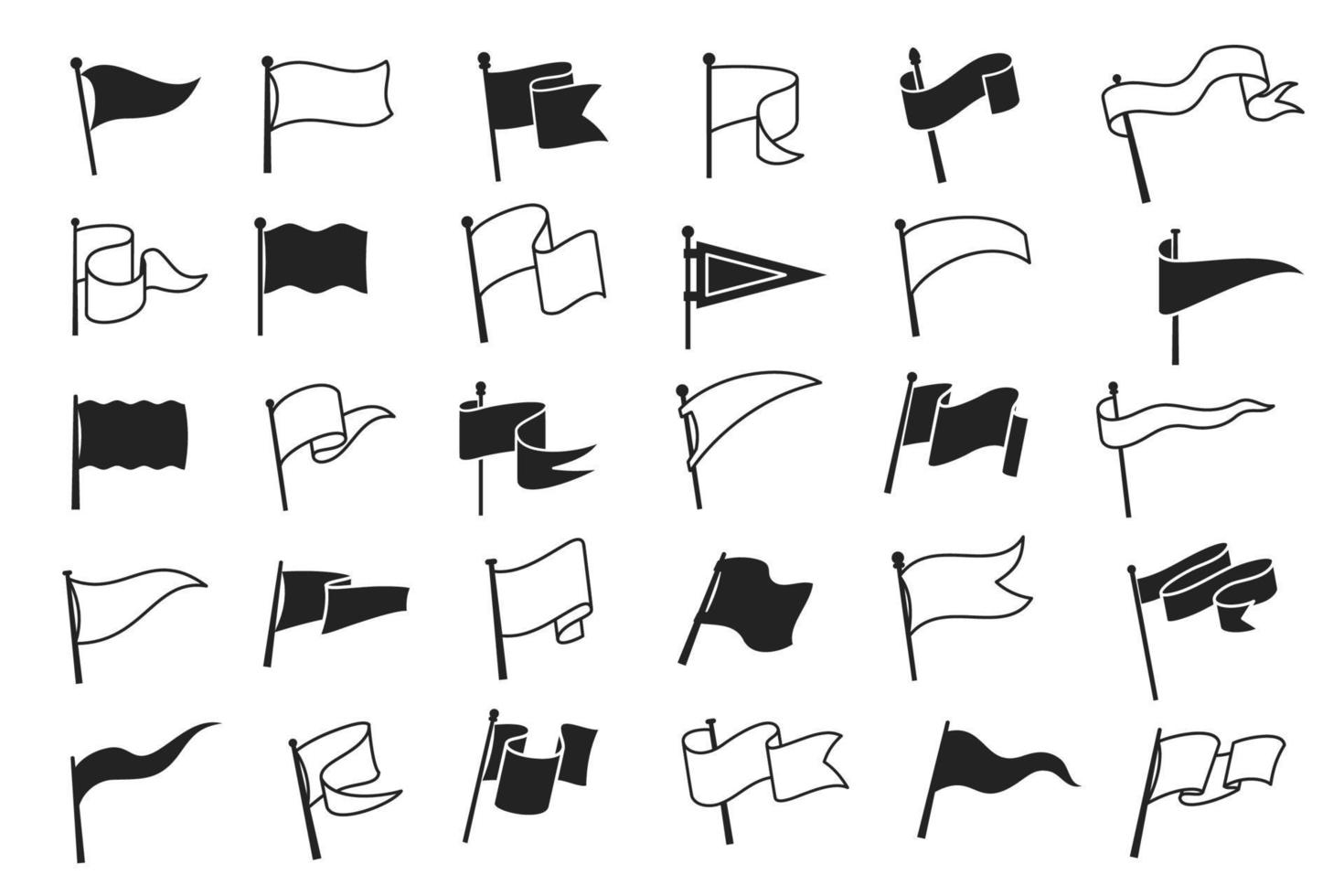 Retro pennant white black flags, banner pendants vector