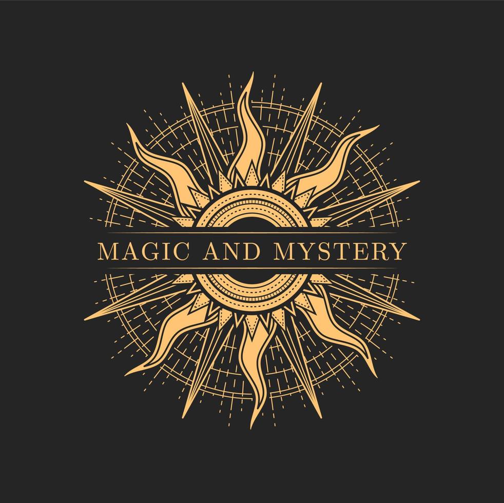 Magic mystery, occult and witchcraft circle icon vector