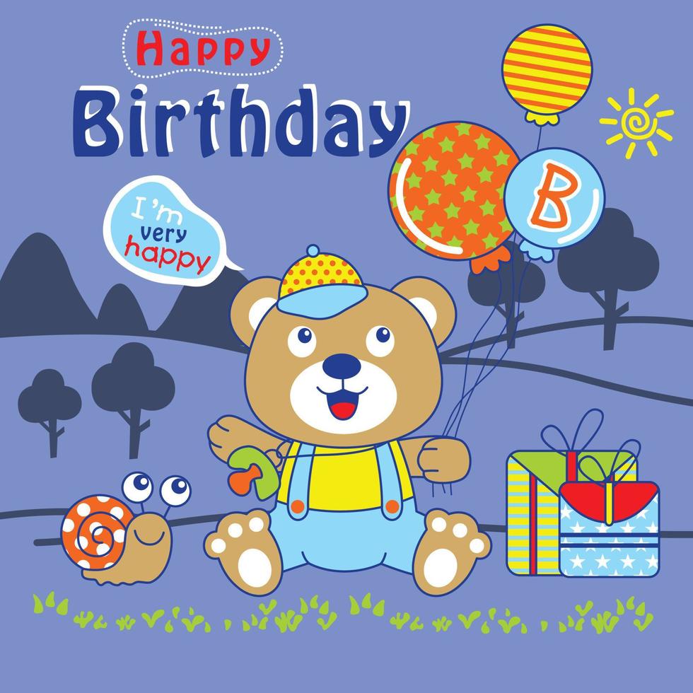 little bear birthday funny animal cartoon 17127678 Vector Art at Vecteezy