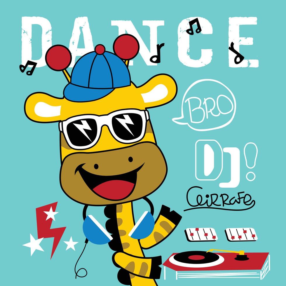 Disco party funny animal cartoon,vector illustration vector