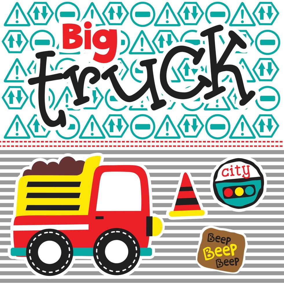 big truck funny cartoon vector